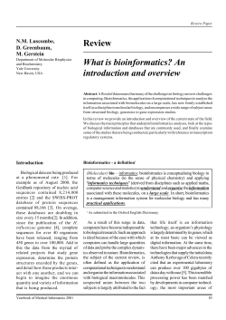 Review What is bioinformatics? An introduction and overview N.M. Luscombe,