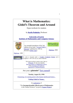 What is Mathematics: Gödel's Theorem and Around platonist .