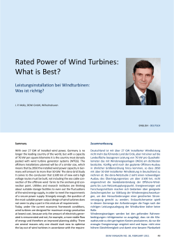 Rated Power of Wind Turbines: What is Best? Leistungsinstallation bei Windturbinen: