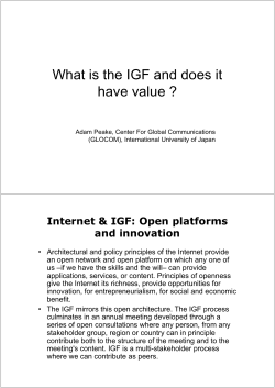 What is the IGF and does it have value ? and innovation