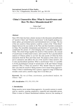 China’s Unassertive Rise: What Is Assertiveness and