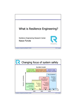 What is Resilience Engineering? Changing focus of system safety Kazuo Furuta