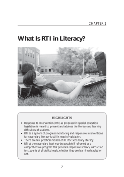 What Is RTI in Literacy? CHAPTER 1 HIGHLIGHTS