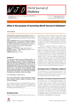 World Journal of Diabetes What is the purpose of launching ? EDITORIAL