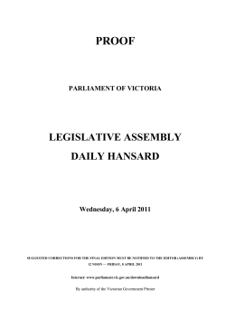 PROOF LEGISLATIVE ASSEMBLY DAILY HANSARD PARLIAMENT OF VICTORIA