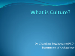 Dr. Chandima Bogahawatte (PhD) Department of Archaeology