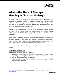 What is the Place of Strategic Planning in Christian Ministry?