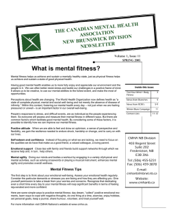 What is mental fitness? THE CANADIAN MENTAL HEALTH  ASSOCIATION