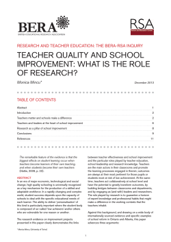 Teacher QualiTy and School improvemenT: WhaT iS The role of reSearch? Monica Mincu*
