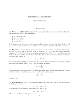 DIFFERENTIAL EQUATIONS 1. Introduction