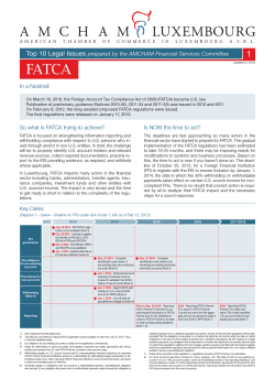 FATCA Top 10 Legal Issues In a Nutshell