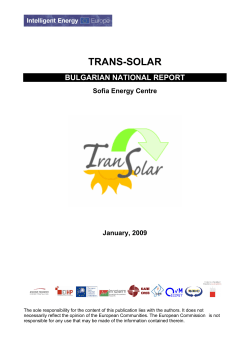 TRANS-SOLAR BULGARIAN NATIONAL REPORT Sofia Energy Centre
