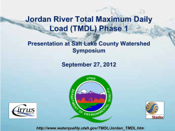 Jordan River Total Maximum Daily Load (TMDL) Phase 1