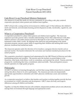 Gale River Co-op Preschool Parent Handbook 2013-2014