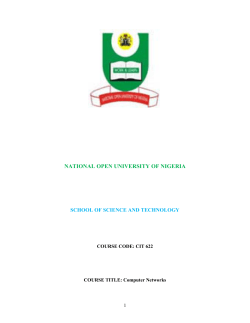 NATIONAL OPEN UNIVERSITY OF NIGERIA  SCHOOL OF SCIENCE AND TECHNOLOGY 1