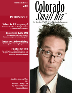 2/05 IN THIS ISSUE What is PR anyway? Business Law 101