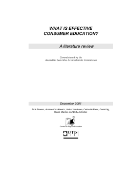 WHAT IS EFFECTIVE CONSUMER EDUCATION? A literature review
