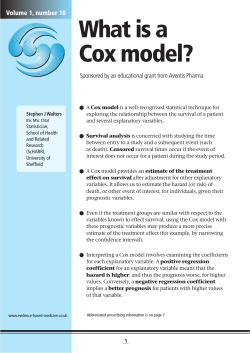 What is a Cox model? Volume 1, number 10