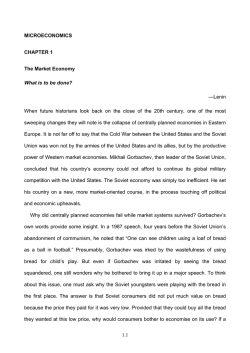 MICROECONOMICS CHAPTER 1 The Market Economy What is to be done?