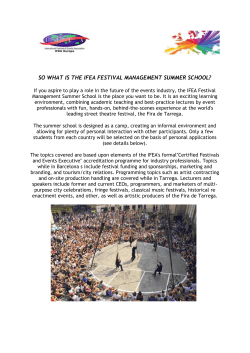 SO WHAT IS THE IFEA FESTIVAL MANAGEMENT SUMMER SCHOOL?
