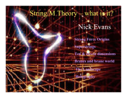String/M Theory – what is it? Nick Evans