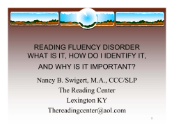 READING FLUENCY DISORDER WHAT IS IT, HOW DO I IDENTIFY IT,