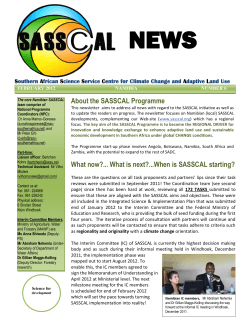 NEWS About the SASSCAL Programme S A