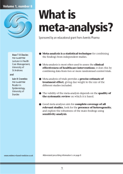 What is meta-analysis? Volume 1, number 8