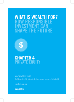WHAT IS WEALTH FOR? HOW RESPONSIBLE INVESTMENT CAN SHAPE THE FUTURE