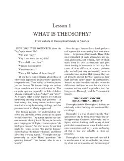 Lesson 1 WHAT IS THEOSOPHY? From Website of Theosophical Society in America