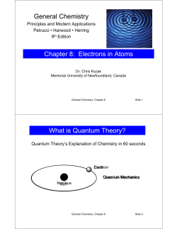 General Chemistry Chapter 8:  Electrons in Atoms What is Quantum Theory?