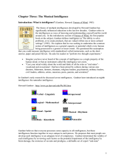 Chapter Three: The Musical Intelligence Introduction: What is intelligence?