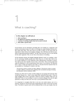 1 What is coaching? In this chapter we will look at: •