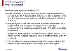 RTSA terminology What is real time