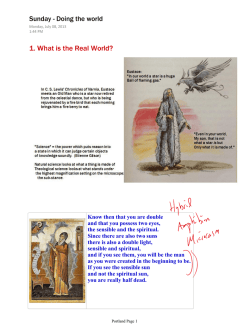 1. What is the Real World? Sunday - Doing the world