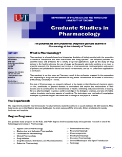 DEPARTMENT OF PHARMACOLOGY AND TOXICOLOGY UNIVERSITY OF TORONTO