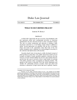 Duke Law Journal WHAT IS SECURITIES FRAUD?  V