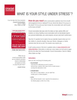 WHAT IS YOUR STYLE UNDER STRESS ? How do you react