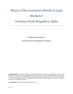 What is Title Guarantee Worth in Land Markets? Evidence from Bengaluru, India