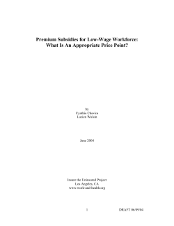 Premium Subsidies for Low-Wage Workforce: What Is An Appropriate Price Point?