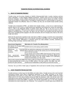 TRANSFER PRICING IN INTERNATIONAL BUSINESS