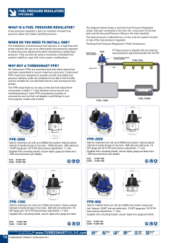 FUEL PRESSURE REGULATORS WHAT IS A FUEL PRESSURE REGULATOR? FPR SERIES