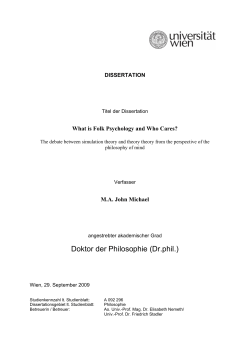 What is Folk Psychology and Who Cares? DISSERTATION