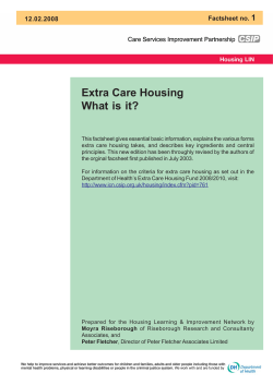 Extra Care Housing What is it? 1 Factsheet no.