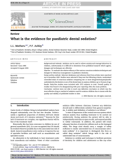 What is the evidence for paediatric dental sedation? Review L.L. Matharu ,