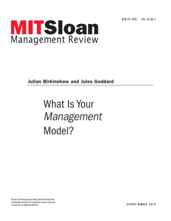 What Is Your Model? Management Julian Birkinshaw and Jules Goddard