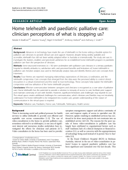 Home telehealth and paediatric palliative care: Open Access