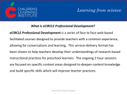 What is eCIRCLE Professional Development? eCIRCLE Professional Development