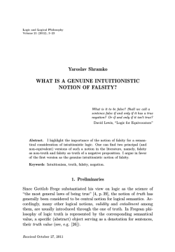 WHAT IS A GENUINE INTUITIONISTIC NOTION OF FALSITY? Yaroslav Shramko