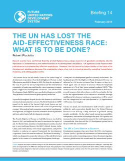 THE UN HAS LOST THE AID-EFFECTIVENESS RACE: WHAT IS TO BE DONE?